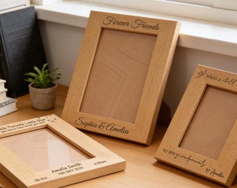 Engraved Picture Frame Gift, Custom Wood Photo Frame, Bespoke Engraving Frame, Personalised Home Decor Any Occasion, Valentine's Day Gift