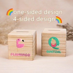 Personalized Baby Gift,Animal Piggy Bank,Children Wooden Money Box with Name,Custom Baby Money Box,Cash Box for Child,Baby Birthday Gift