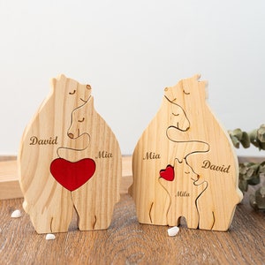 Wooden Bear Family Puzzle,Personalized Wooden Animal Puzzle,Custom Bear Figurines,Home Decor,Gift For Grandpa,Dad Gifts,Family Keepsake Gift