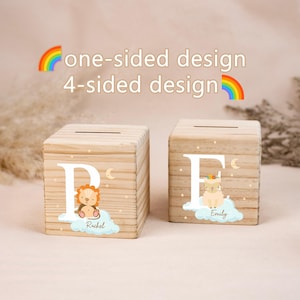 Baby Shower Gifts,Baby Money Box,Personalized Animal Piggy Bank,Children Wooden Money Box with Name,Cash Box for Child, Baby Birthday Gift