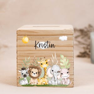 Personalized Animal Piggy Bank, Custom Baby Money Box, Children Wooden Money Box with Name, Birthday Gifts for Baby Kids, Piggy Bank Gift