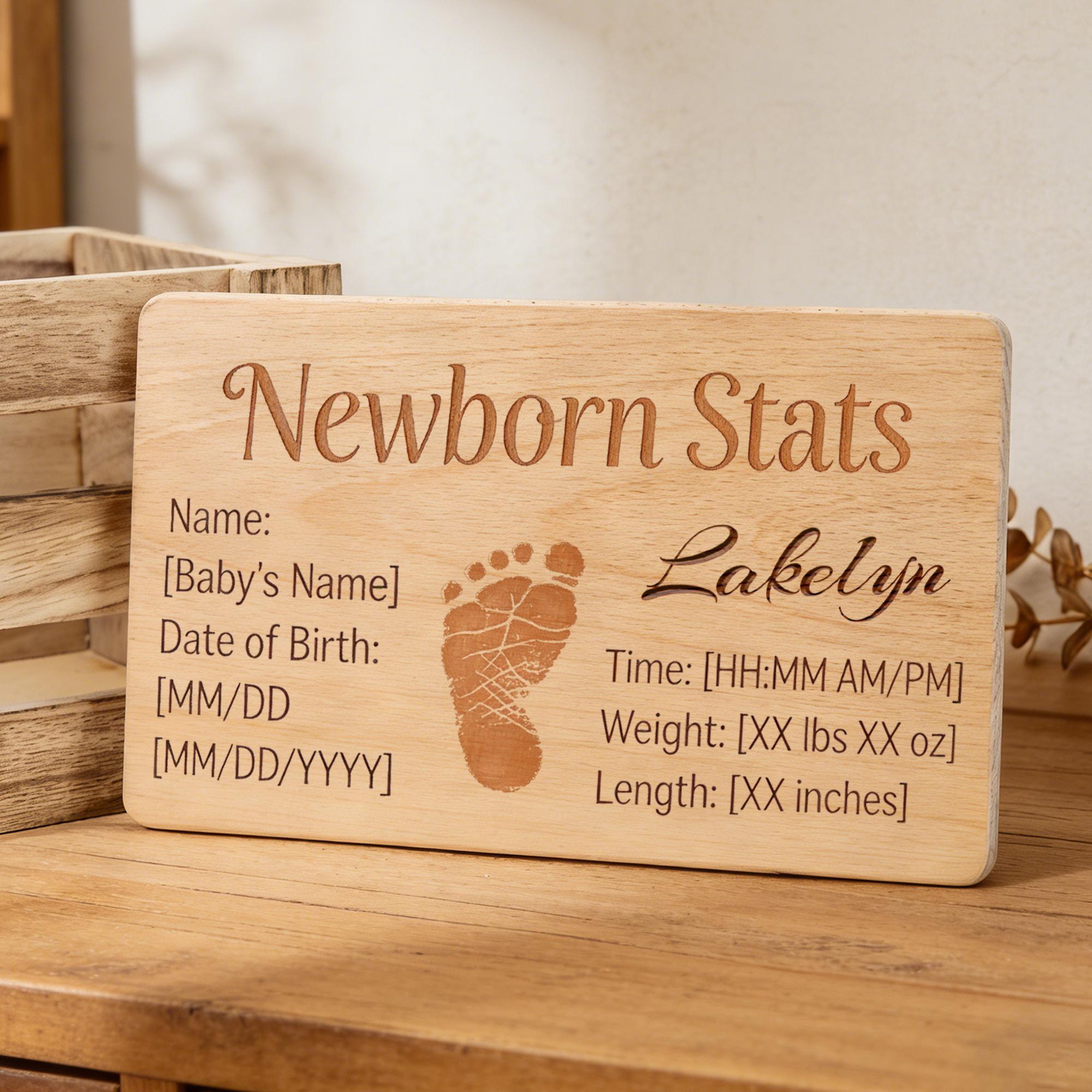 Personalized Wooden Baby Stats Sign, Birth Announcement Sign, Newborn ...