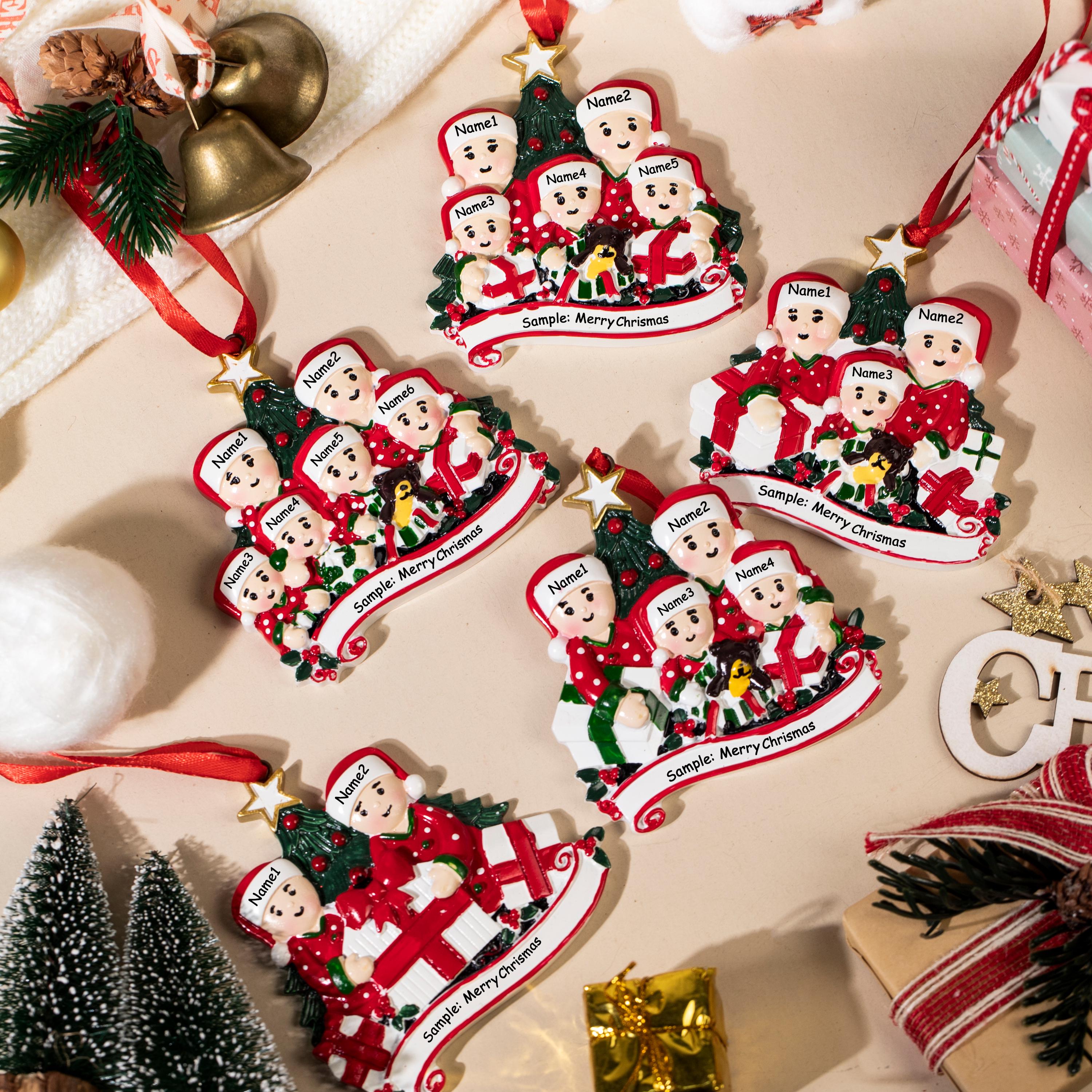 パーソナライズされた家族向けクリスマスオーナメント2025：樹脂製