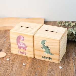 Gepersonaliseerde spaarpot, aangepaste cartoon dinosaurus spaarvarken, aangepaste naam geldpotten, leuke spaarpot, cadeaus voor kinderen, doopcadeaus