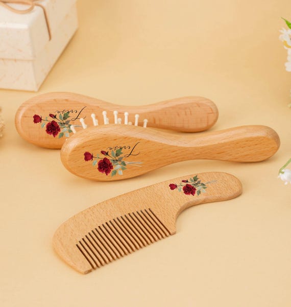 Customize Birthflower Baby Hairbrush Set,new Baby Gift
