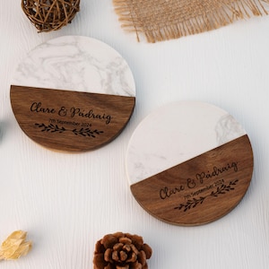 Custom Coasters Set, Made for Wedding, Gift Housewarming, Bridal Shower, Couple Anniversary Gift, Housewarming Gift,Family Names Coaster