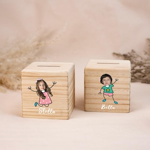 Pote de dinheiro personalizado com foto para crianças, cofrinho com nome de bebê, cofrinho para crianças, cofrinho para dinheiro, presentes para berçário, presentes para crianças, presente de 1º aniversário