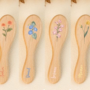 Custom Christening Baby Girls Boys Gift,Baby Shower Gift,Birth Flower Baby Hairbrush,Baby Name Brush,Baby Keepsake Gift,New Parents Gift