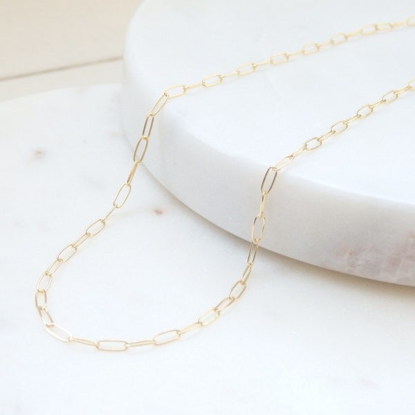 18K Gold FILLED Chain Necklace, Layering Paperclip Choker, Handmade Minimalist Birthday Gift for Women Her -Made in Canada - Christmas Gifts