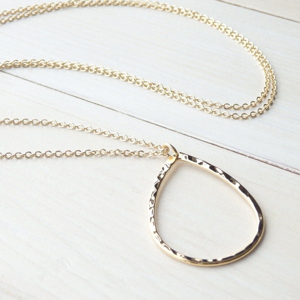 Collier long or en forme de larme - Collier long simple - Collier fait main pour tous les jours - Cadeau pour elle - Cadeau d'anniversaire - Bijoux de printemps