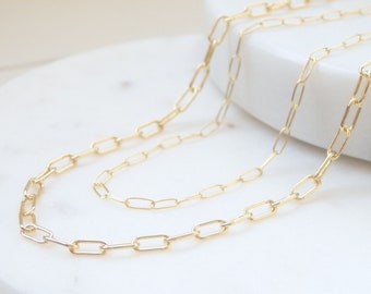 18K Gold FILLED Chain Necklace, Layering Paperclip Choker, Handmade Minimalist Birthday Gift for Women Her -Made in Canada - Christmas Gifts