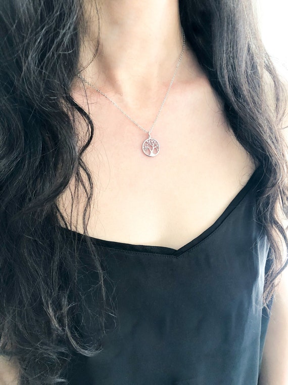 Silver Tree of Life Necklace Minimalist Dainty Everyday Necklace