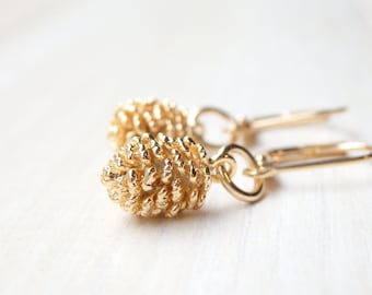 Gold Pinecone Earrings - Minimalist Handmade Everyday Dainty Unique Earrings - Birthday Gift for Her Women Canada - Spring Jewelry