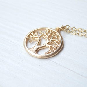 GOLD Tree of Life Necklace Minimalist Family Tree Simple Pendant Handmade in Canada Birthday Gift for Her Women Spring Jewelry image 5