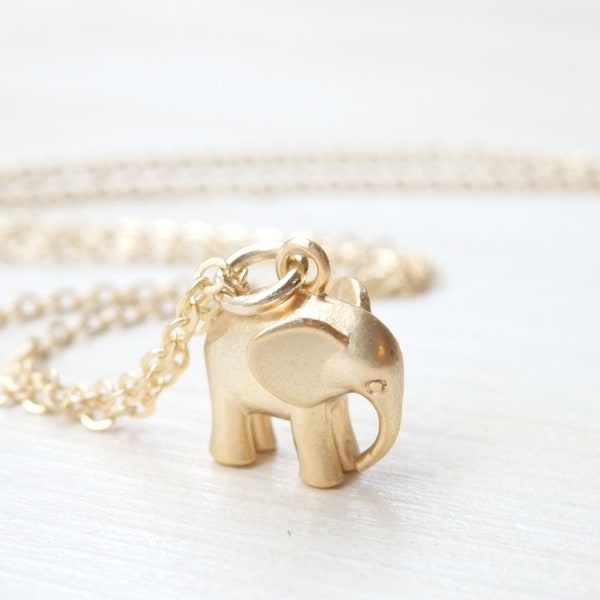 Gold Elephant Necklace - Minimalist Dainty Necklace - Gold Charm Necklace - Handmade Birthday Gift for Her Women - Summer Jewelry