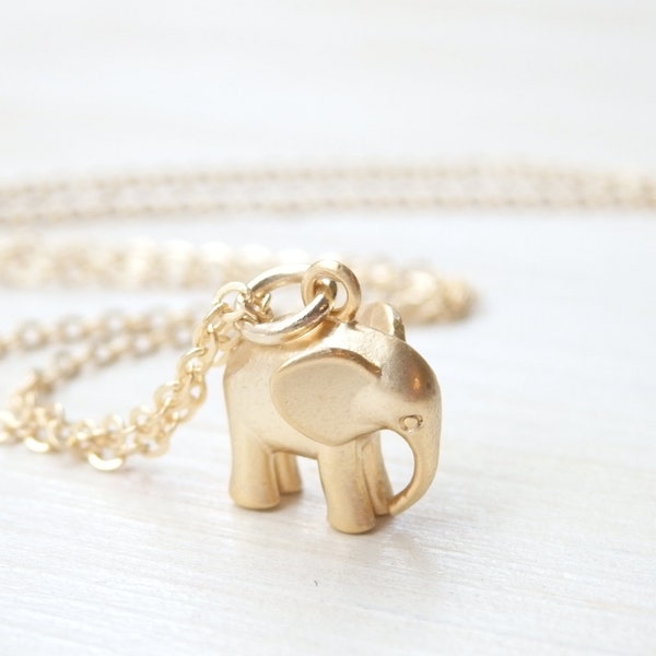 Gold Elephant Necklace - Minimalist Dainty Necklace - Gold Charm Necklace - Handmade Birthday Gift for Her Women - Spring Jewelry