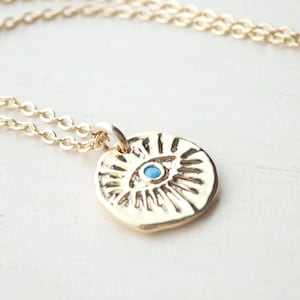 GOLD Evil Eye Kabbalah Necklace - Turquoise Protection Dainty Unique Necklace - Birthday Gift For Her Women - Summer Jewelry