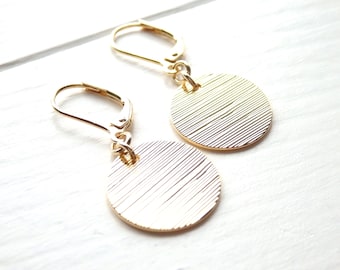 Gold Circle Earrings - Simple Geometric Statement Earrings - Unique Handmade Birthday Gift for Her Women - Made in CANADA - Christmas Gifts