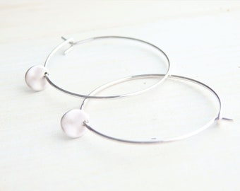 Silver Little Disk Hoop Earrings - Hoop Earrings - Everyday Earrings - Dainty Earrings - Gift for Her - Birthday Gift - Spring Jewelry