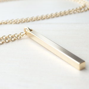 GOLD Bar Long Necklace - Geometric Simple Layer Necklace - Everyday Necklace - Handmade Birthday Gift for Her Women - Winter Jewelry