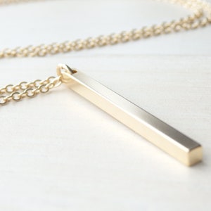Gold Bar Long Necklace - Geometric Simple Layer Necklace - Everyday Necklace - Handmade Birthday Gift for Her CANADA - Summer Jewelry