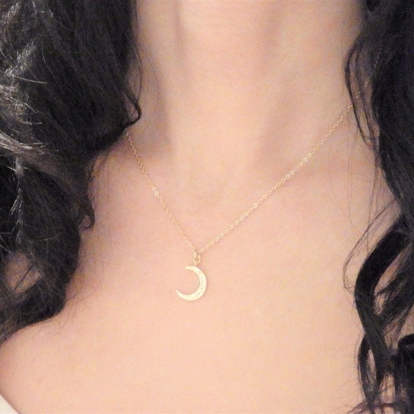 Gold MOON Necklace - Minimalist Dainty Necklace - Celestial Crescent Moon Necklace - Birthday Gift for Her Women - Spring Jewelry