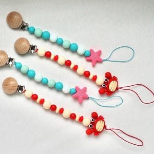 Beach Pacifier Clip/ Starfish Pacifier Clip/ Crab Pacifier Clip/ Baby Shower Gift/ Pacifier Holder/ Baby Pacifier Clip
