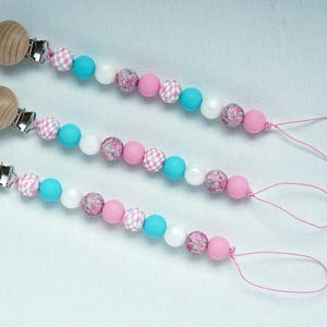 Fermaglio per ciuccio a forma di fiore a scacchi/ Fermaglio per ciuccio neonato/ Regalo per baby shower/ Porta ciuccio/ Fermaglio per ciuccio per neonati/ Fermaglio per ciuccio per bambine