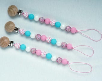 Checkered Flower Pacifier Clip/ Newborn Pacifier Clip/ Baby Shower Gift/ Pacifier Holder/ Baby Pacifier Clip/ Girl Pacifier Clip