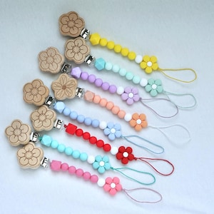 Ferma ciuccio a forma di fiore colorato/ Ferma ciuccio/ Ferma ciuccio per neonato/ Regalo per baby shower/ Porta ciuccio/ Ferma ciuccio per neonato/ Ferma ciuccio per bambina