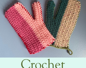 kitchen mittens crochet pattern Easy for beginners