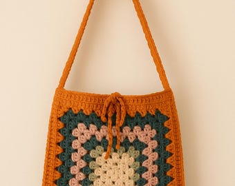 Patrón de crochet para bolso de mano para principiantes Bolso cuadrado de abuela