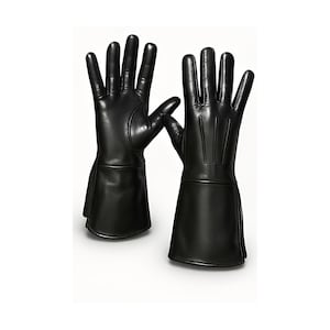 Handmade Leather Long-Cuff Medieval Gauntlet Gloves – Armored Cosplay Gloves for LARP, Renaissance Festivals & Fantasy Roleplay