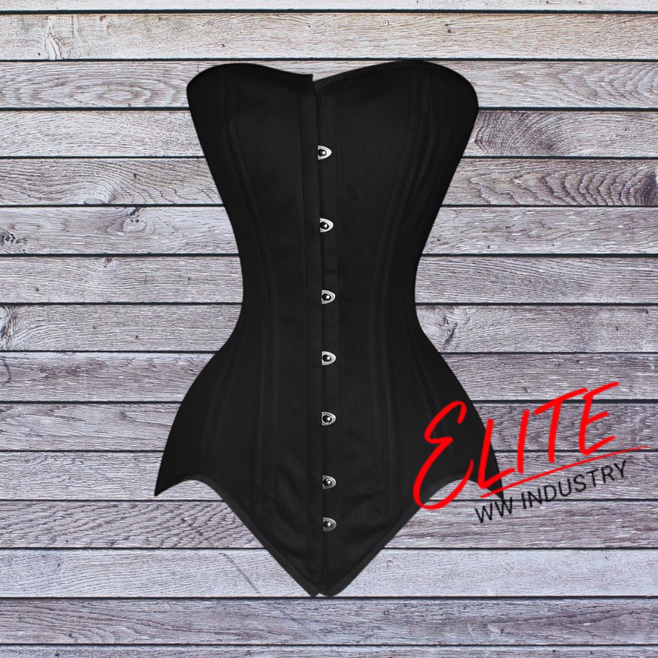 Fashion Black Latex Lace Steel Boned Waist Training Cincher Corset N10563