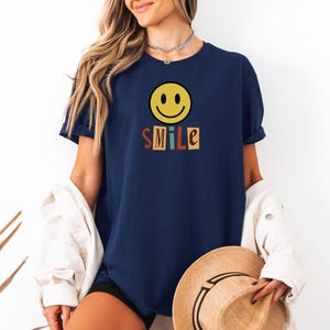 Smiley Face &#39;Smile&#39; Happy Positive Vibes Softstyle Graphic Tee