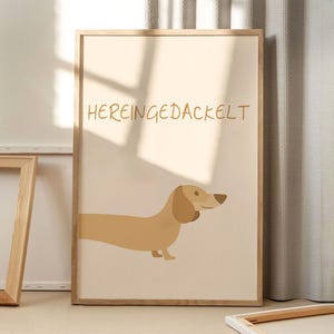 Hereingedackelt ダックスフント アートポスター、トレンディなウォールアート、面白い美的装飾、レトロなホームデコレーション、プリントギフト