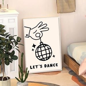 Canvastavla med "Let’s Dance Disco", trendig väggkonst, estetisk lägenhetsinredning, retro heminredning, tryckt present