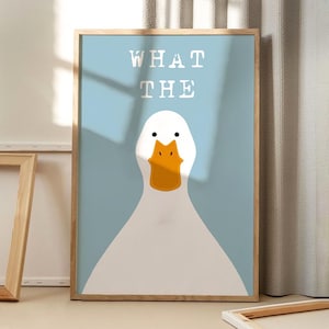 What The Duck-kunstposter, cartoon muurkunst, grappig esthetisch decor, retro woondecoratie, gedrukt cadeau