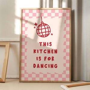 Diese Küche ist für Tanzende Disco Kunst Leinwand Plakat, trendige Wandkunst, Wohnung ästhetisches Dekor, Retro Wohndekor, gedrucktes Geschenk