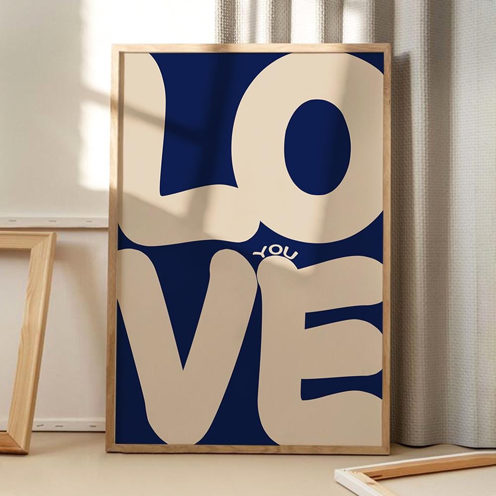 Love You Quote Art Canvas Poster, Trendy Wall Art, Apartment