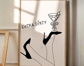 Extra vuile martini-kunst canvas poster, keuken muurkunst, esthetische inrichting appartement, decor retro interieur, gedrukt cadeau