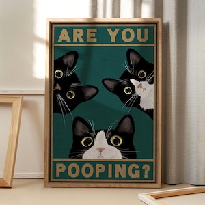 Póster de arte divertido para el baño con el mensaje "¿Estás haciendo caca?", arte de pared de dibujos animados, decoración estética para el baño, decoración retro para el hogar, regalo impreso
