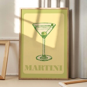 Martinicocktailkunstposter, keukenmuurkunst, barwagen esthetisch decor, retro woondecoratie, gedrukt cadeau