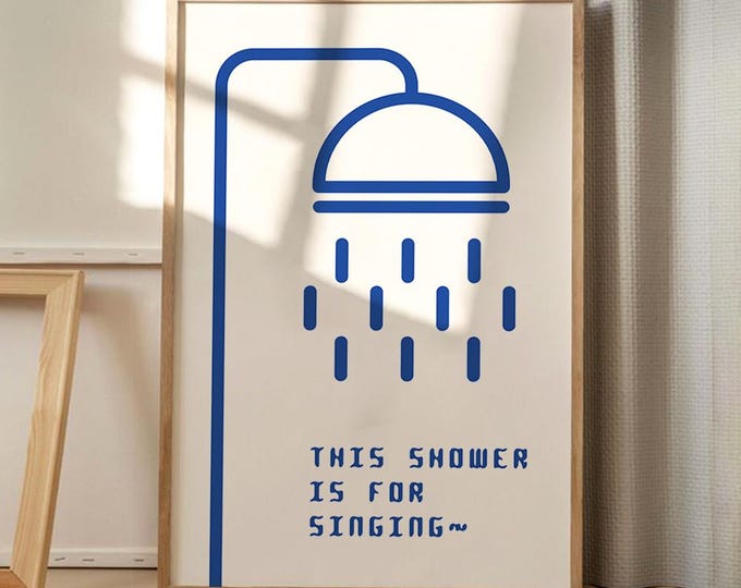 This Shower Is For Singing Art Canvas Poster, Cartoon Wall Art, Bathroom Aesthetic Decor, Retro Home Decor, Printed Gift
