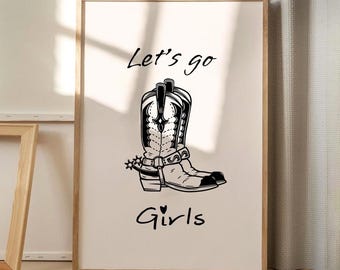 Let's Go Girls Art Canvas Poster, Trendy Wall Art, Girls Aesthetic Decor, Retro Home Decor, Printed Gift