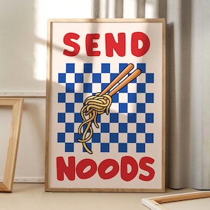 Wyślij plakat Noods Art, modna sztuka ścienna, estetyczny wystrój kuchni, wystrój domu w stylu retro, wydrukowany prezent