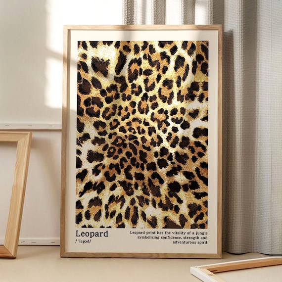 Leopard Print Art Canvas Poster, Trendy Wall Art, Apartment Aesthetic Decor, Retro Home Decor, Printed Gift