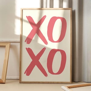 XOXO Print Art Poster, Trendy Wall Art, Apartment Aesthetic Decor, Retro Home Decor, Printed Gift