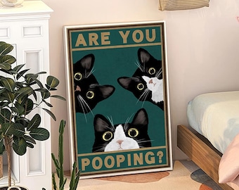Are You Pooping Funny Bathroom Art Poster, Cartoon Wall Art, Bathroom Aesthetic Decor, Retro Home Decor, Printed Gift Digital Downloads