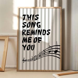 This Song Reminds Me Of You Art Poster, Trendy Wall Art, Typography Aesthetic Decor, Retro Home Decor, Printed Gift